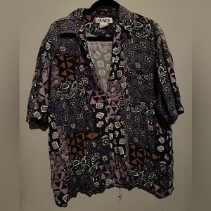 Vintage Rayon Patterned Button Down
